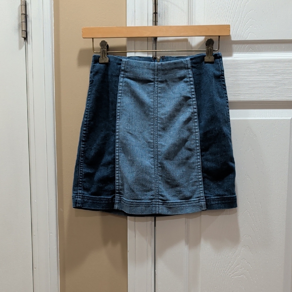 Free People Two-Tone Denim Mini Skirt